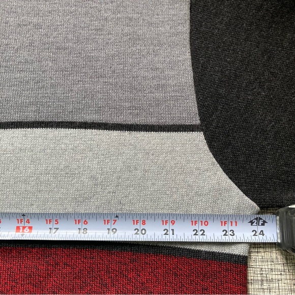 Bachrach Color block Knit Sweater Mens Sz Lg Grey Black Blue Red Wool Made Italy - Picture 5 of 9